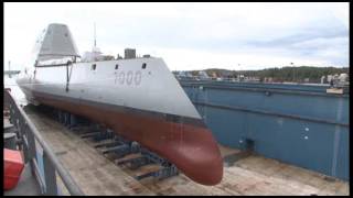 DDG 1000 Launch from Drydock Timelapse [upl. by Nowell841]