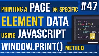 Printing a Page or Specific Element Data using JavaScript  windowprint method [upl. by Linnie]