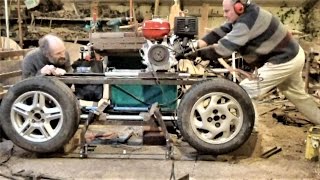 Homemade Bandsaw Mill From Old Car Wheels [upl. by Steele]