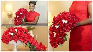 DIY Rose Bridal Cascading Bouquet  Wedding  Waterfall  Teardrop Bouquet  Chanelle Novosey [upl. by Mattland861]