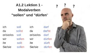 Deutschkurs A12 Lektion 1 Modalverben quotsollenquot und quotdürfenquot [upl. by Llenyt]