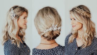 Easy Wedding Hair Tutorial  3 Bridal Hairstyles [upl. by Edorej]