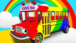 Rainbow Bus Nursery Rhymes amp Kids Songs  Geckos Garage  Wheels On The Bus  Bus Videos For Kids [upl. by Tracey]