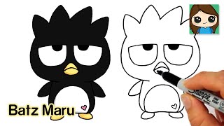 How to Draw Batz Maru Easy 🐧 Penguin [upl. by Norud]