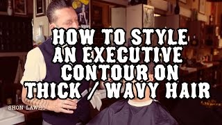 How to style an Executive Contour on Thick  Wavy hair using Layrite Pomade [upl. by Kcirdek]