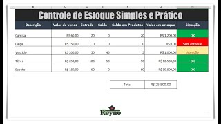 Como Fazer uma Planilha Controle de Estoque Prática e Simples no Excel [upl. by Boggers]