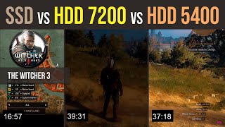 EVO 850 SSD vs HDD 1TB 7200 rpm vs HDD 1TB WD Red 5400 rpm The Witcher 3 [upl. by Sugna]