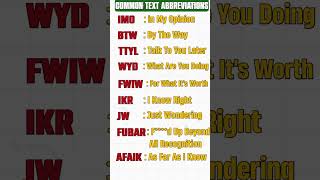 Common Text Abbreviations Part 6 [upl. by Eenafit107]