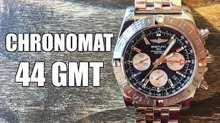 Breitling Chronomat 44 GMT Automatic Chronograph Review AB042011  Perth WAtch 196 [upl. by Maria]