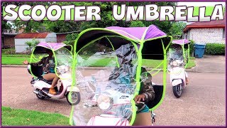 Scooter Umbrella Sun amp Rain Roof Cover [upl. by Nosittam993]