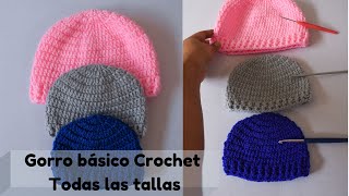 👒Como tejer gorro básico a Crochet en todas las tallas👒How to knit basic Crochet hat in all sizes [upl. by Calie302]