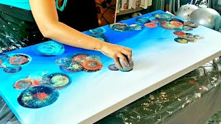 5 Amazing and Unique Acrylic Abstract Pour Paintings  Balloon Smash Technique  Acrylic Pouring [upl. by Dove]