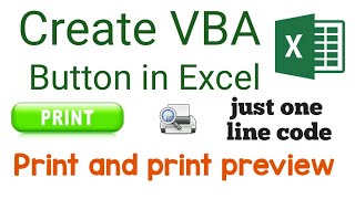 Create VBA button for print and print preview in excelprint excel sheet through VBA buttonlearn it [upl. by Releyks372]