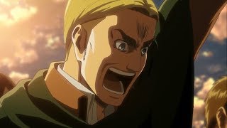 Shingeki No Kyojin Attack On Titan Season 3 Episode 12  Erwin Smith Epic Scream [upl. by Borden]