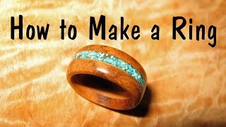 Make a wooden Ring with Turquoise Inlay  How To [upl. by Miyasawa]