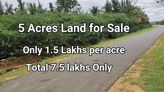 5 Acers land For sale  15 lakhs per Acer  75 lakhs  low price land for sale  land for sale [upl. by Farrish]