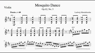 Mendelssohn Mosquito Dance for Violin Piano accompaniment Slow Practice [upl. by Nreval813]