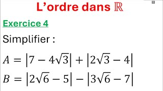 Lordre dans R  la valeur absolue  Tronc commun  Exercice très important [upl. by Magas67]