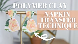 HOW TO MAKE POLYMER CLAY EARRINGS  DIY POLYMER CLAY EARRINGS  POLYMER CLAY NAPKIN TRANSFER [upl. by Leahcimnaj]