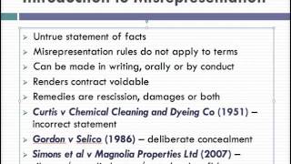 Misrepresentation Lecture 1 of 4 [upl. by Gerrard]