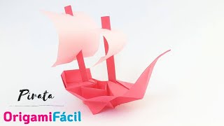 Cómo hacer un barco PIRATA de papel fácil  Origami [upl. by Atekan]