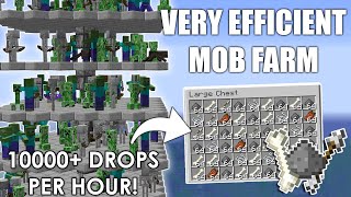 Minecraft EASY Efficient MOB FARM Tutorial 1164  Zombie Creeper Skeleton Farm [upl. by Cozmo]