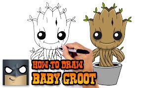 How to Draw Baby Groot  Guardians of the Galaxy [upl. by Ardnossak]