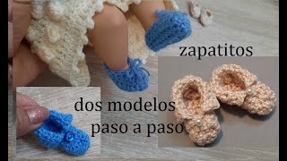 Zapatitos para niño Dios a crochet 2 modelos [upl. by Norvell]