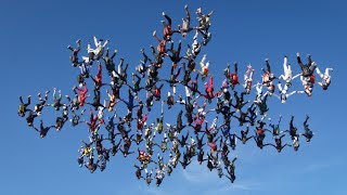 Female skydivers set new free fall record [upl. by Kidder]