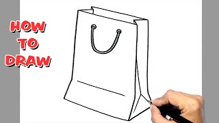 How to Draw Shopping Bag  Papper bag easy drawing and step by step [upl. by Ettenej]