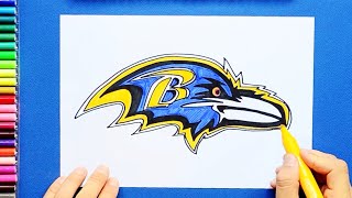 How to draw Baltimore Ravens Logo NFL Team [upl. by Namurt40]