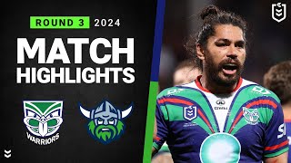 NRL 2024  Warriors v Raiders  Match Highlights [upl. by Aztin]