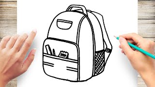 How To Draw Backpack Easy Bag [upl. by Enobe130]