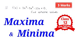 Application of Derivatives  Maxima and Minima  0304 Marks  HSC12th Science Commerce amp Arts [upl. by Pan692]