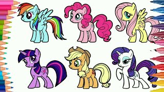 Belajar Menggambar kuda poni dan Mewarnai gambar little pony [upl. by Barnet]