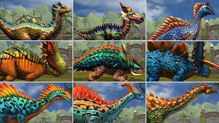 ALL HYBRID HERBIVORE DINOSAURS All Max Level 40 All Evolutions  Jurassic World The Game [upl. by Emse]