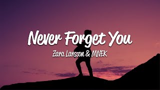 Zara Larsson  Never Forget You Lyrics ft MNEK [upl. by Eyks]