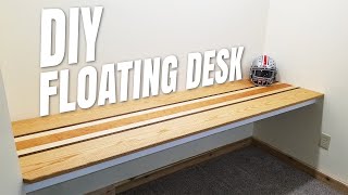 DIY Floating Desk with AWESOME Computer Cable Management  How to  Home Office Makeover Part 1 [upl. by Ynitsed633]