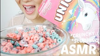 Limited Edition UNICORN CEREAL ASMR Slurping Crunchy Eating Sounds  NE Lets Eat [upl. by Phia]