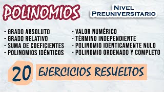 Polinomios  20 Ejercicios resueltos  Nivel Preuniversitario [upl. by Ahsinawt]