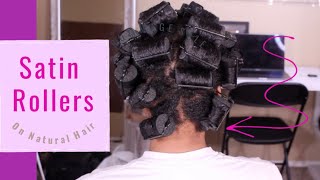 Satin Roller Set on Natural Hair  Miss Jessies  Heatless Curls [upl. by Awahsoj763]