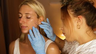 ASMR Real Person Face Mapping Hairline amp Back Skin Exam Roleplay [upl. by Adnot]