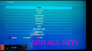 how to Add a biss key and power vu key on GT media v8 nova 2021 [upl. by Yeldud59]