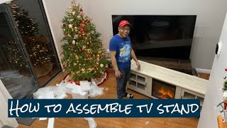 Assembling TV stand with fireplace [upl. by Nimajneb]