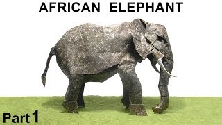 Origami African Elephant tutorial Shuki Kato part 1 折り紙 アフリカゾウ Afrikanischer Elefant elefante [upl. by Neoma]