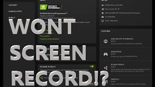 GeForce Shadowplay Nvidia  Wont Screen Record  FIX [upl. by Baalman712]