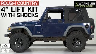 Jeep Wrangler Rough Country 4quot Lift Kit  Shocks 19972002 TJ Review amp Install [upl. by Tengler]