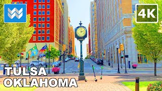 4K Downtown Tulsa Oklahoma USA  Virtual Walking Tour amp Travel Guide 🎧 Binaural City Sounds [upl. by Carrie]