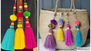 Pom Pom Keychains  How to make woolen tassel bag charm very easily  Woolen key chain tutorial [upl. by Norat]