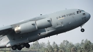 Massive Boeing C17 Take Off and Landing [upl. by Sigfried]